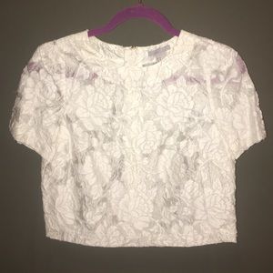 H&M Lace Crop Top Exposed Zipper Sz 8